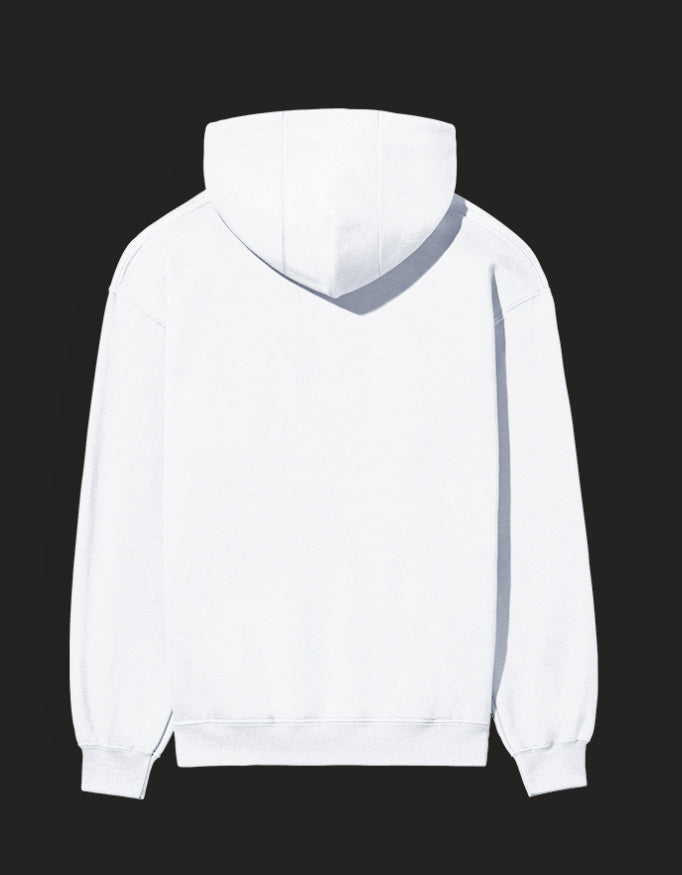 Back view of a white Gojo hoodie Jujutsu Kaisen with a comfortable fit and classic design