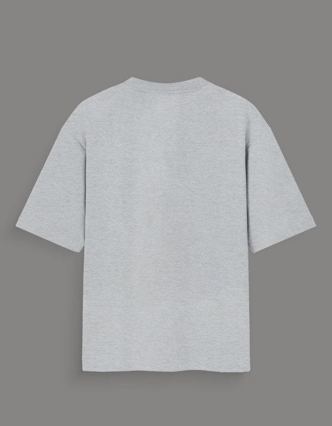 Back view of limited edition joker t-shirt India in plain light gray fabric with short sleeves