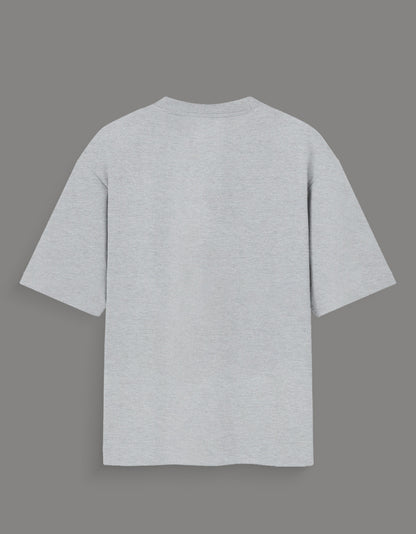 Back view of limited edition joker t-shirt India in plain light gray fabric with short sleeves