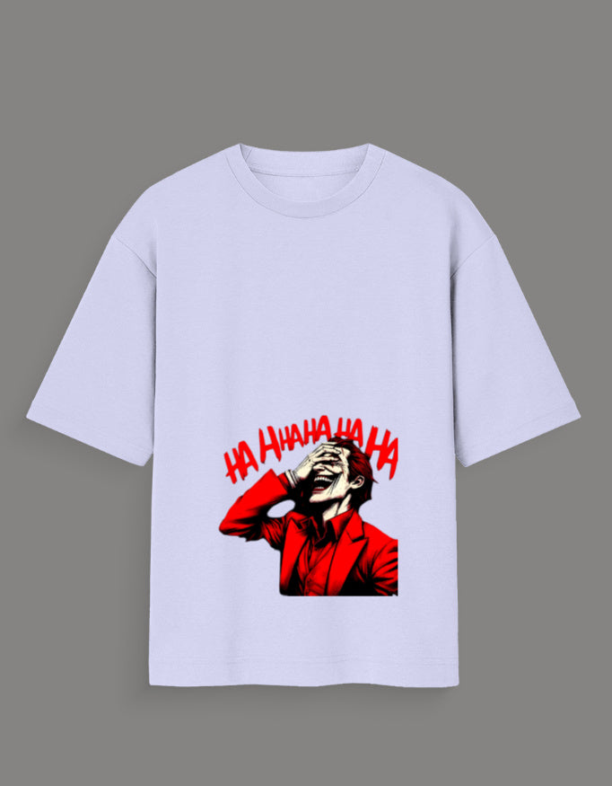 Limited edition joker t-shirt India with red joker graphic laughing design on white fabric