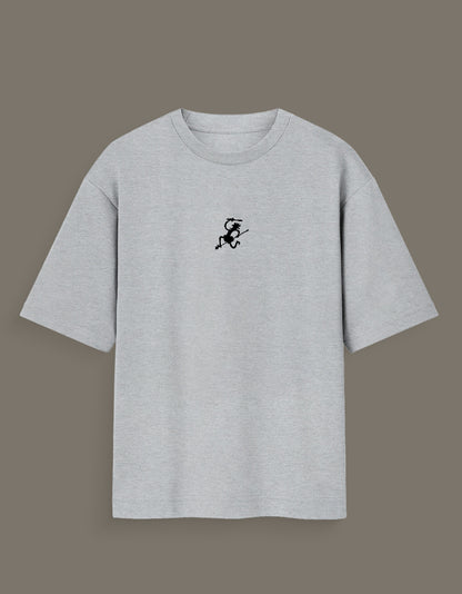 Gray Luffy Gear 5 hand sketch t-shirt with small black sketch design on front from AnimeVerseStore