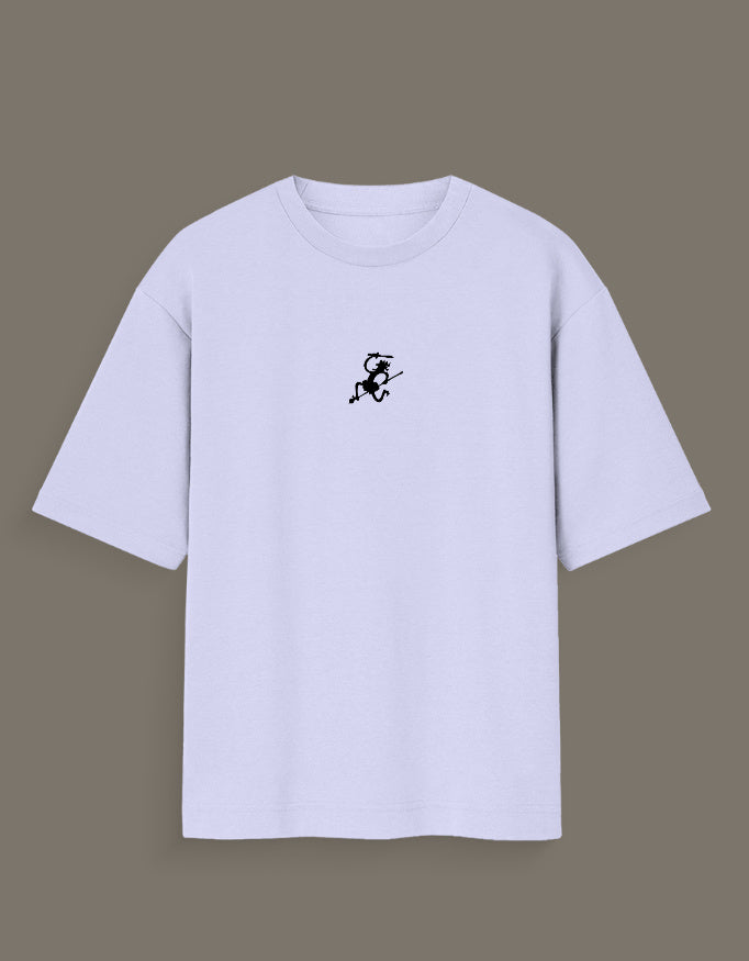 Light purple Luffy Gear 5 hand sketch t-shirt with small black graphic on front center