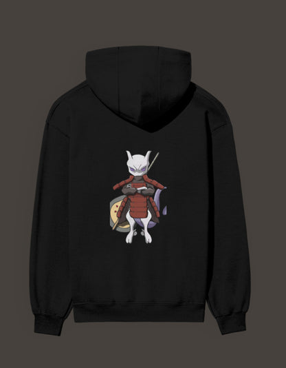 Madara Mewtwo anime hoodie featuring a striking graphic on the back in black fabric