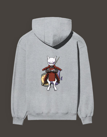 Madara Mewtwo anime hoodie featuring a unique design on a grey background