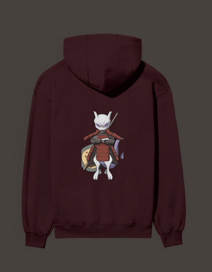 Madara Mewtwo anime hoodie featuring a striking graphic of Mewtwo on the back in a rich burgundy color