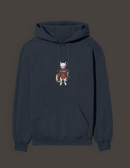 Madara Mewtwo anime hoodie in navy blue featuring a detailed graphic design