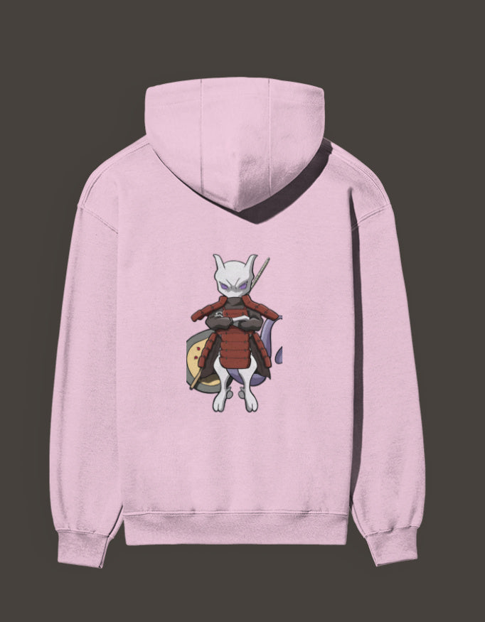 Madara Mewtwo anime hoodie in pink featuring a detailed graphic of Mewtwo