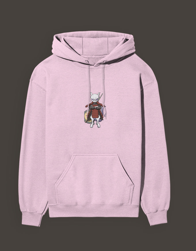 Madara Mewtwo anime hoodie in light pink featuring a detailed front graphic