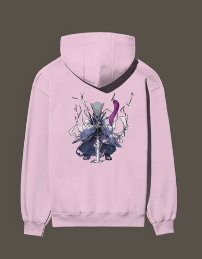 Mew 2 Hashira hoodie in pink with a unique anime-inspired design on the back
