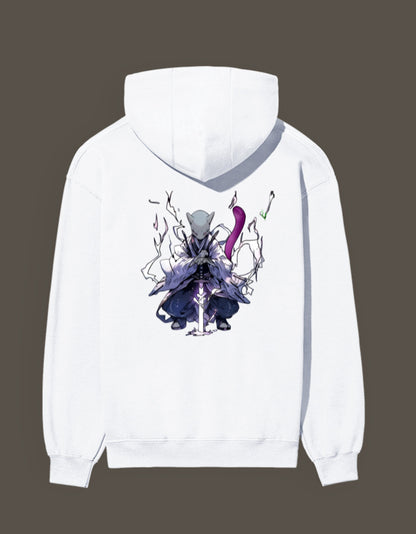Mew 2 Hashira Hoodie featuring a detailed graphic design on the back in white color