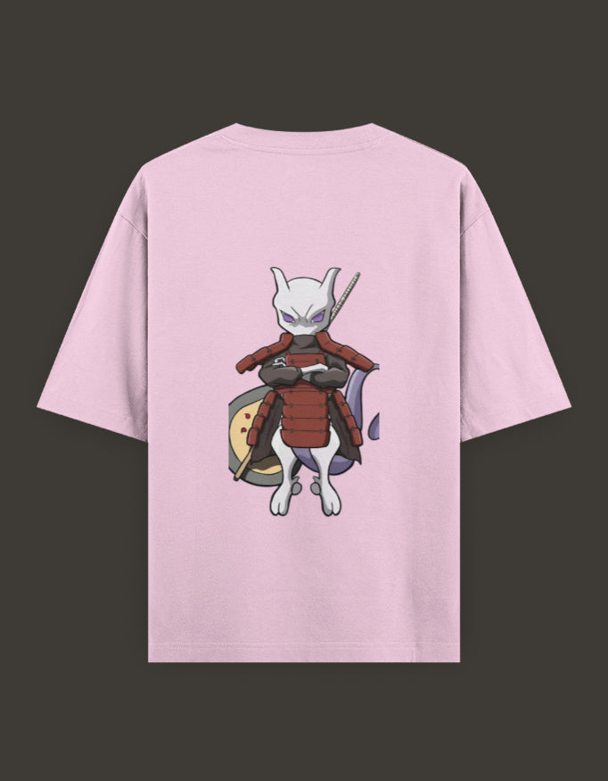 Mew2 x Madara anime t-shirt in pink featuring Mew2 character design on the back