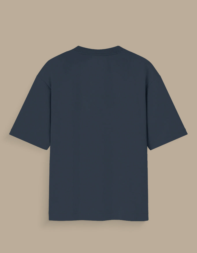 Navy blue plain back view of millionaire in progress tee with short sleeves