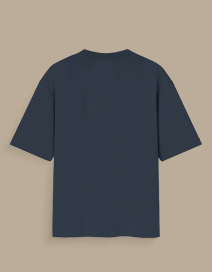 Navy blue plain back view of millionaire in progress tee with short sleeves