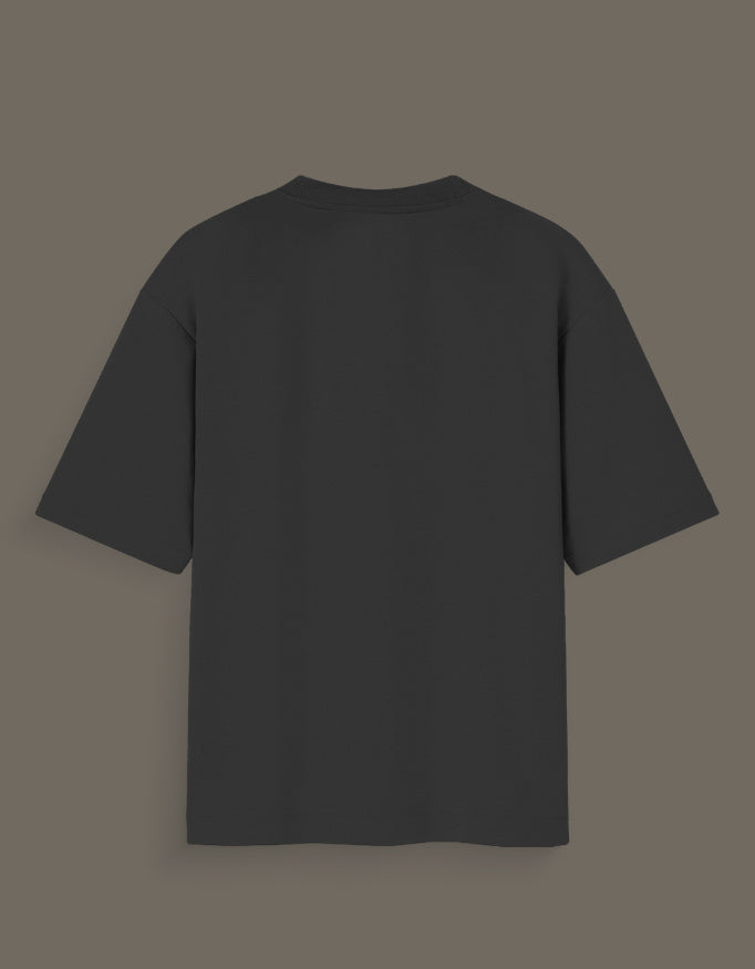Black plain back view of money power respect graphic tee with short sleeves