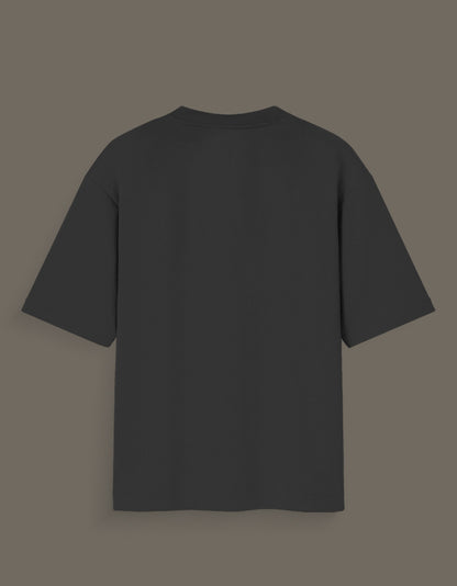 Black plain back view of money power respect graphic tee with short sleeves