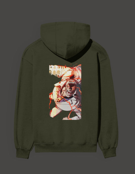 Monkey D Garp hoodie featuring vibrant graphic print on back for anime fans