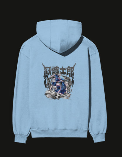 Light blue NAGI anime hoodie featuring a vibrant graphic design on the back