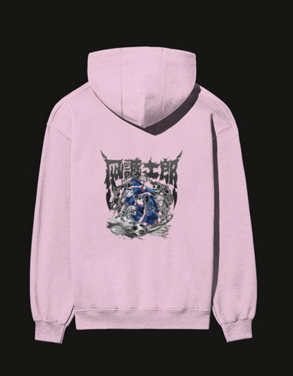 NAGI anime hoodie in pink featuring a colorful graphic design on the back