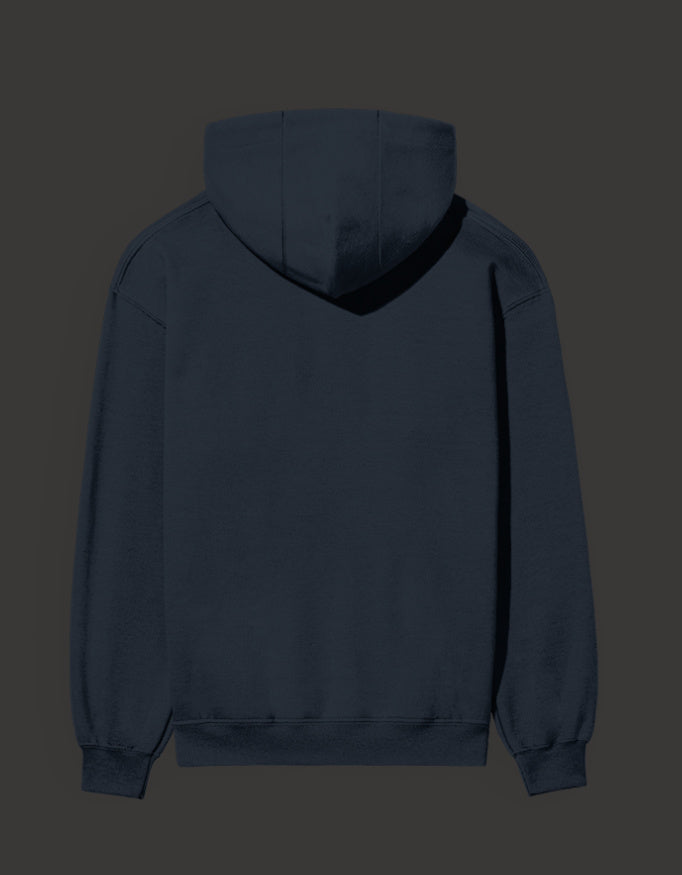 Back view of a navy narcos unisex hoodie made from soft, durable fabric for casual wear