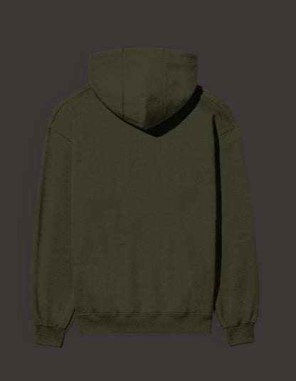 Back view of a dark olive narcos unisex hoodie suitable for everyday wear