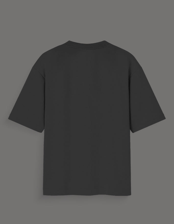Black Naruto oversized t-shirt showing the back view with short sleeves and relaxed fit