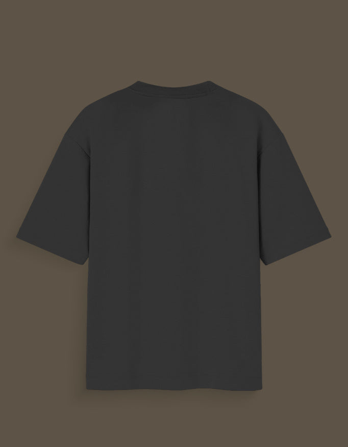 Back view of black Nika Glow t-shirt with short sleeves and simple design