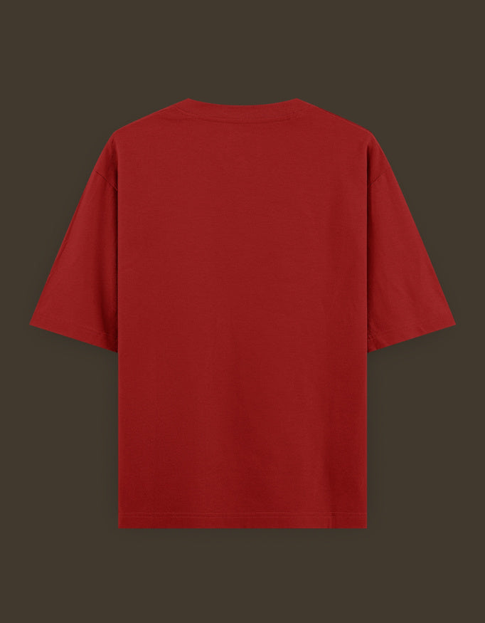 AnimeVerseStore red crewneck t shirt back view plain cotton tee blue lock artist tee for casual wear