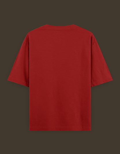 AnimeVerseStore red crewneck t shirt back view plain cotton tee blue lock artist tee for casual wear