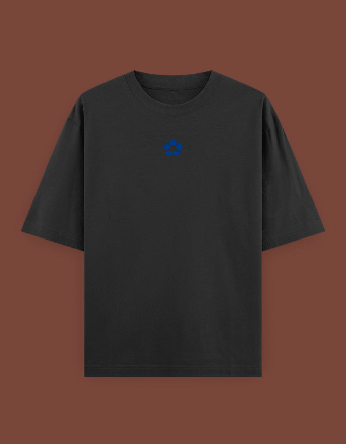AnimeVerseStore barou anime t shirt black crew neck short sleeve with minimalist small blue emblem