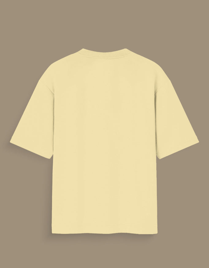 Beige personalized oversized T-shirt India with I Have No Limitations white text print on the back
