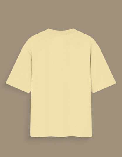 Beige personalized oversized T-shirt India with I Have No Limitations white text print on the back