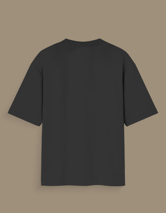 Black personalized oversized T-shirt India with a plain back design from AnimeVerseStore