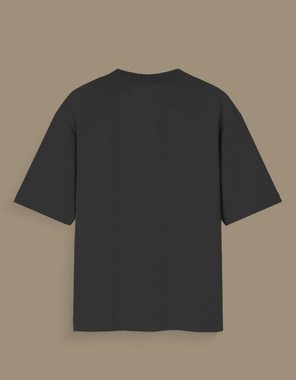 Black personalized oversized T-shirt India with a plain back design from AnimeVerseStore