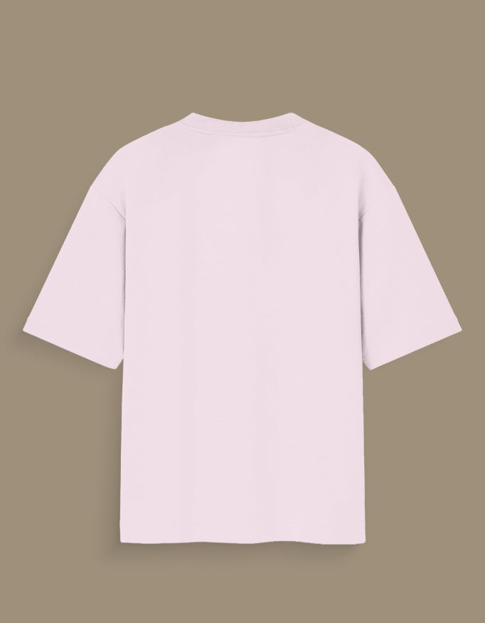 Plain light pink personalized oversized T-shirt India displayed from the back with short sleeves