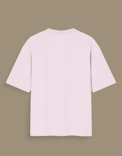 Plain light pink personalized oversized T-shirt India displayed from the back with short sleeves