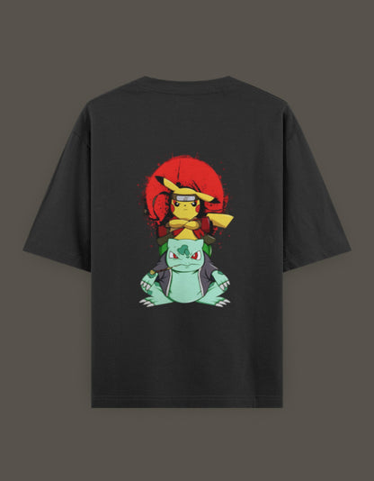 Pikachu Sage Mode t-shirt featuring Pikachu riding Bulbasaur in a colorful design