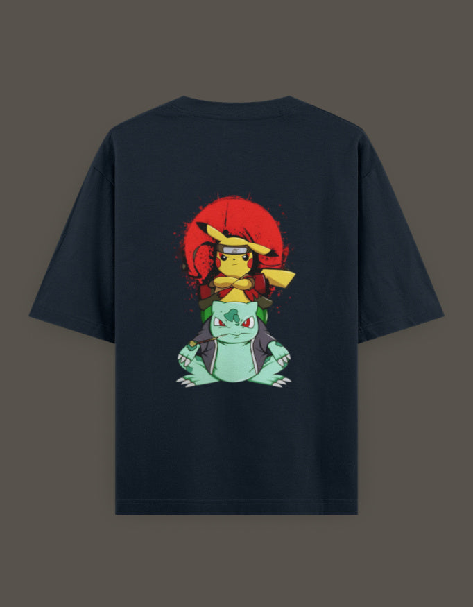 Pikachu Sage Mode t-shirt featuring Pikachu and Bulbasaur in a vibrant design on the back