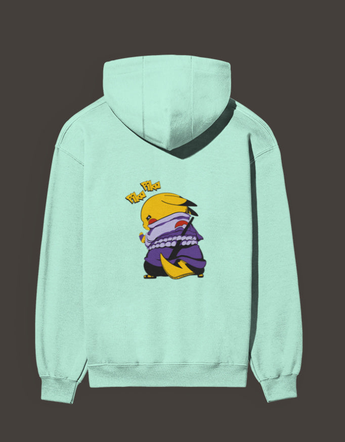 Mint Green Pikachu Uchiha hoodie featuring a playful design for anime fans