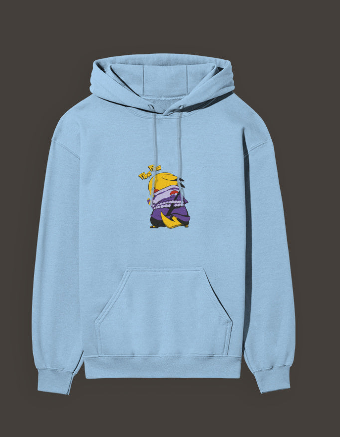 Light blue Pikachu Uchiha hoodie with a unique design featuring Pikachu in Uchiha attire