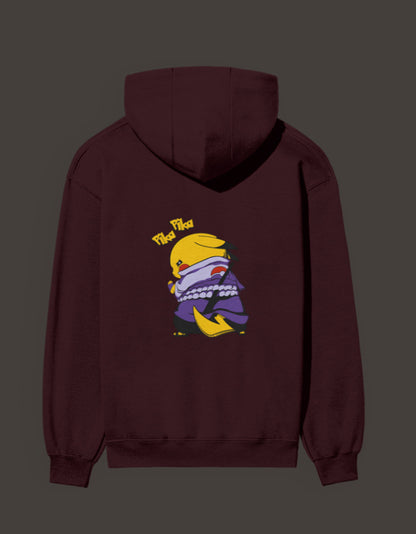 Pikachu Uchiha hoodie in maroon with a unique Pikachu design for anime fans