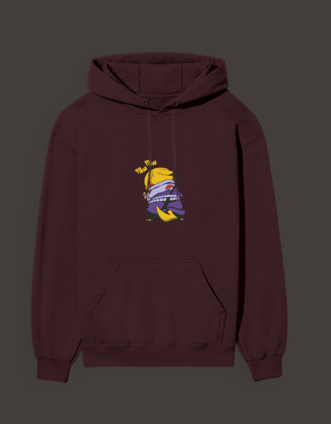 Pikachu Uchiha hoodie in burgundy featuring a unique anime design for stylish fans