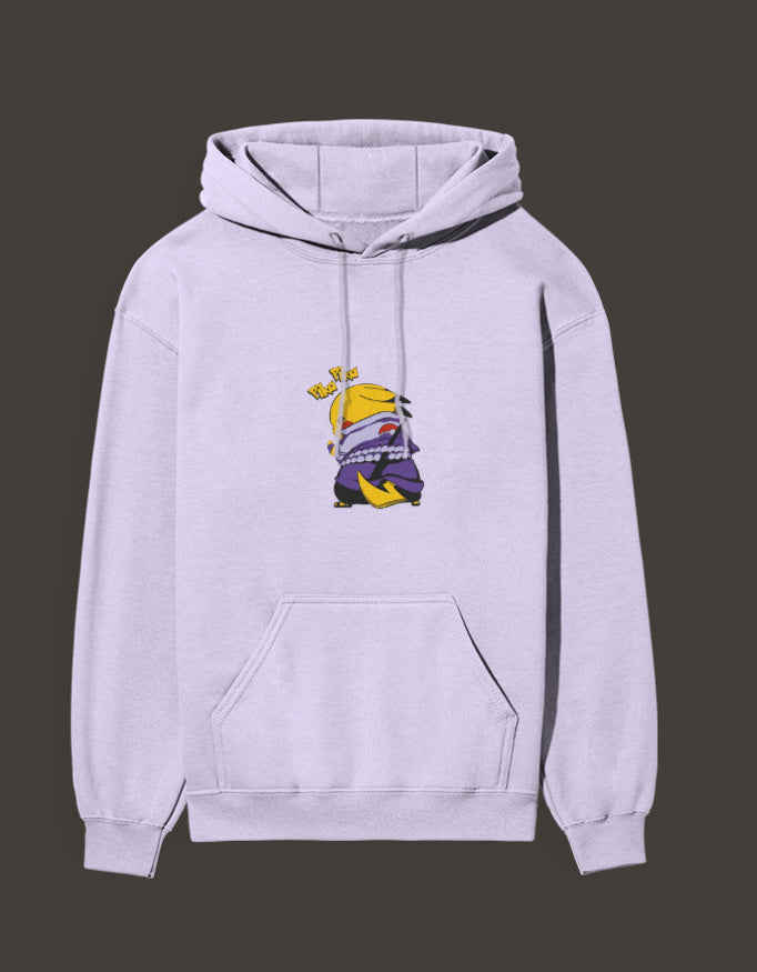 Pikachu Uchiha hoodie in lavender featuring unique anime character design for comfy casual wear