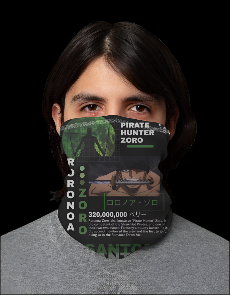 Roronoa Zoro anime bandana featuring striking artwork from the anime series for fans