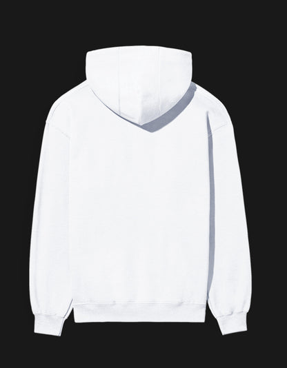 Back view of a white Saiyan Pride anime hoodie featuring a comfortable and stylish design