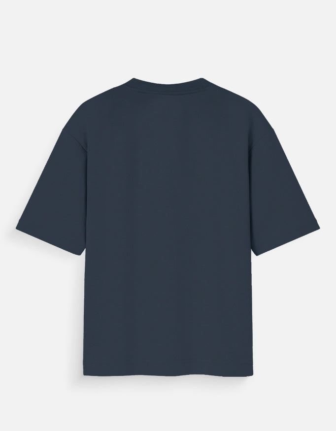 Back view of a plain dark navy Saiyan Pride unisex tee with short sleeves and crew neck