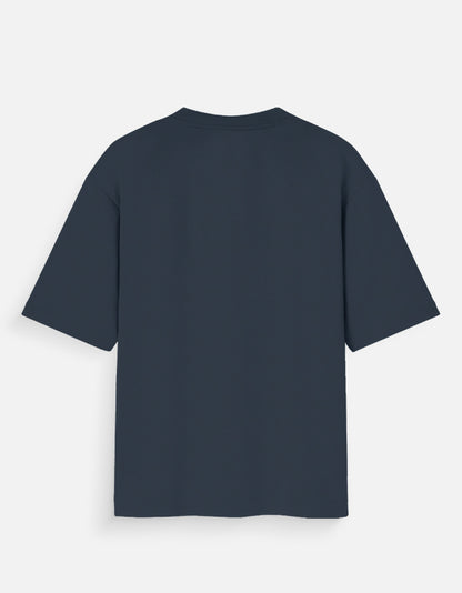 Back view of a plain dark navy Saiyan Pride unisex tee with short sleeves and crew neck