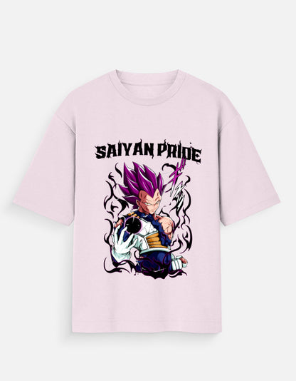 Saiyan Pride unisex tee featuring anime character with purple hair and dynamic energy design