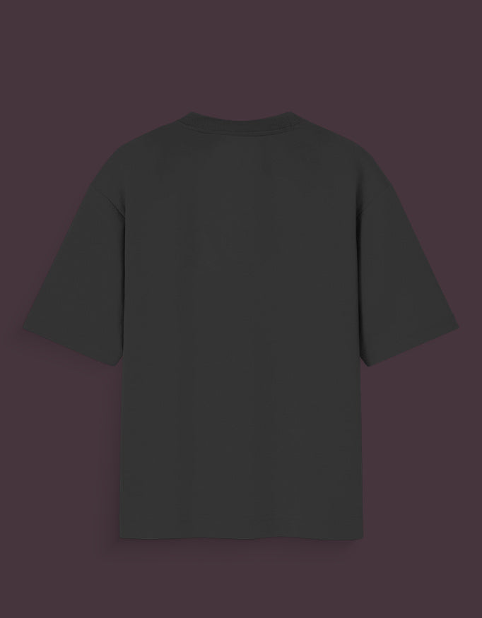 Black plain back view of Shanks haki oversized t-shirt from AnimeVerseStore