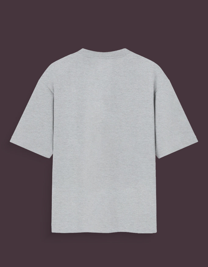 Gray Shanks haki oversized t-shirt from AnimeVerseStore shown from the back with short sleeves