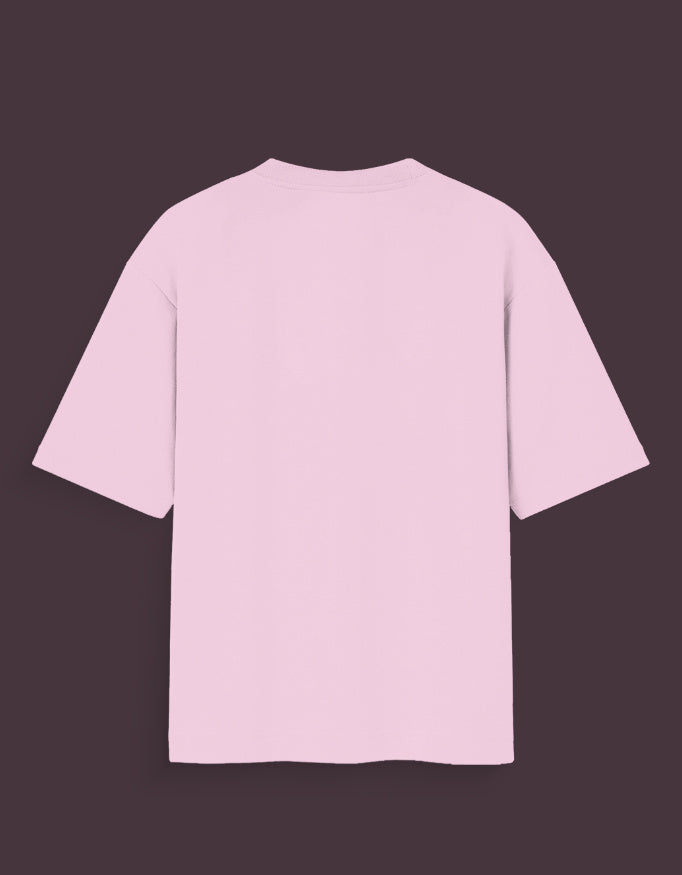 Back view of light pink Shanks haki oversized t-shirt with short sleeves and relaxed fit